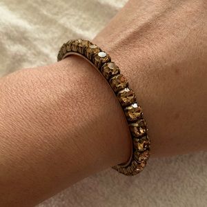 Antique gold and deep yellow rhinestone cuff bracelet